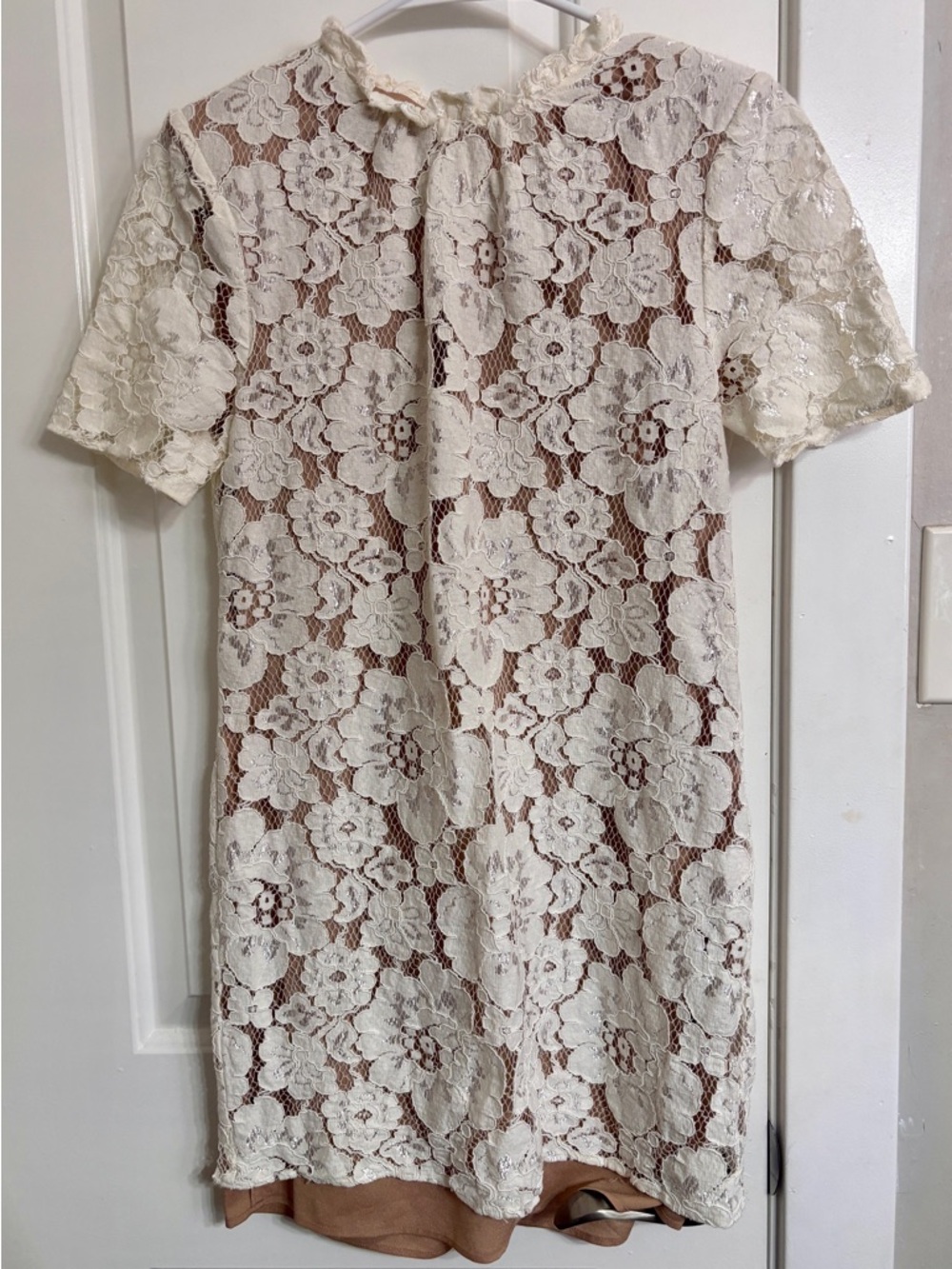Wayf Cream Lace Mini Dress with Nude Lining